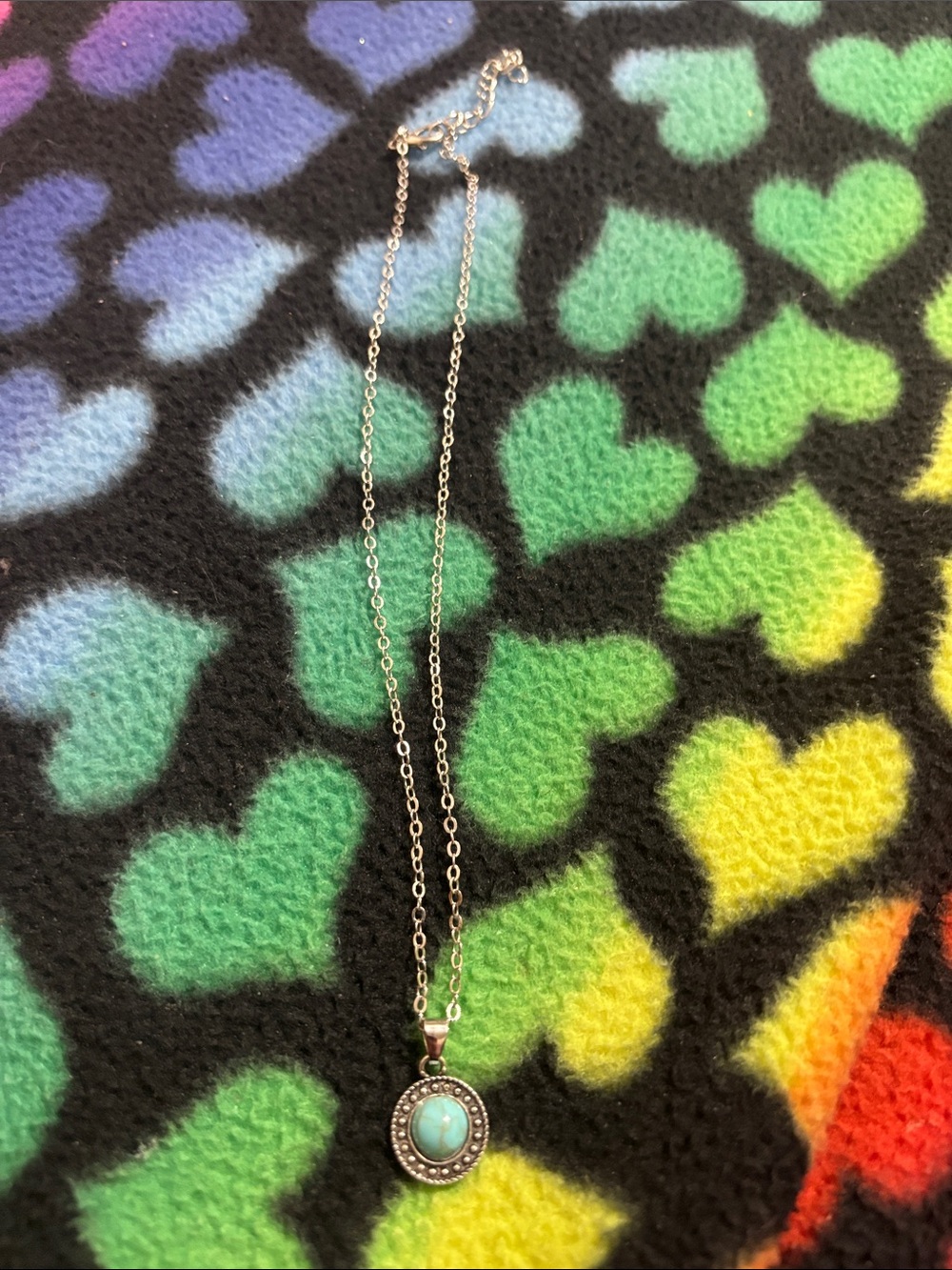 Silver tone Turquoise Pendant Necklace - Women Jewelry